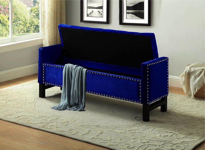 Velvet Storage Bench with Deep Tufting