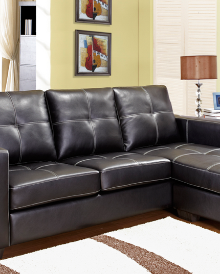 Bonded Leather Sectional with Contrast Stitching