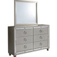 Silver with Mirror and Button Tufting Finish Bedroom Set (Bed, Dresser, Chest, Nightstand)