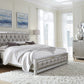 Silver with Mirror and Button Tufting Finish Bedroom Set (Bed, Dresser, Chest, Nightstand)