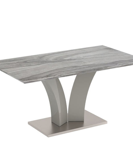 Faux Marble Dining Set with Light Grey Velvet Chairs