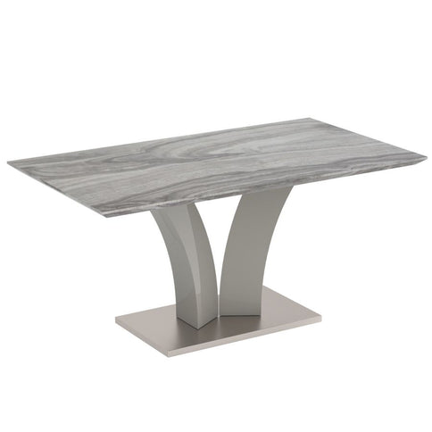 Faux Marble Dining Set with Light Grey Velvet Chairs
