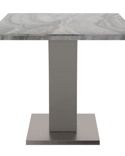 Faux Marble Dining Set with Light Grey Velvet Chairs