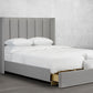 Custom Vertical Tufted Panel Wing Bed with Drawer