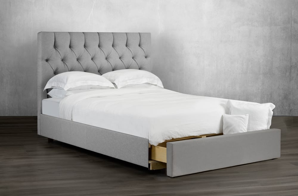 Custom Deep Button Tufting Bed with Drawer – Shluf Mattress