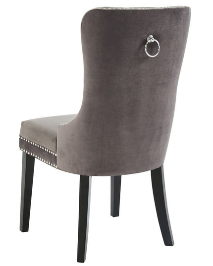 Geometric Glass Table Dining Set with Grey Velvet Chairs