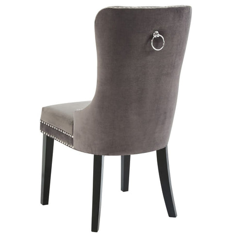 Geometric Glass Table Dining Set with Grey Velvet Chairs
