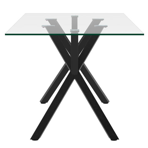 Geometric Glass Table Dining Set with Grey Velvet Chairs