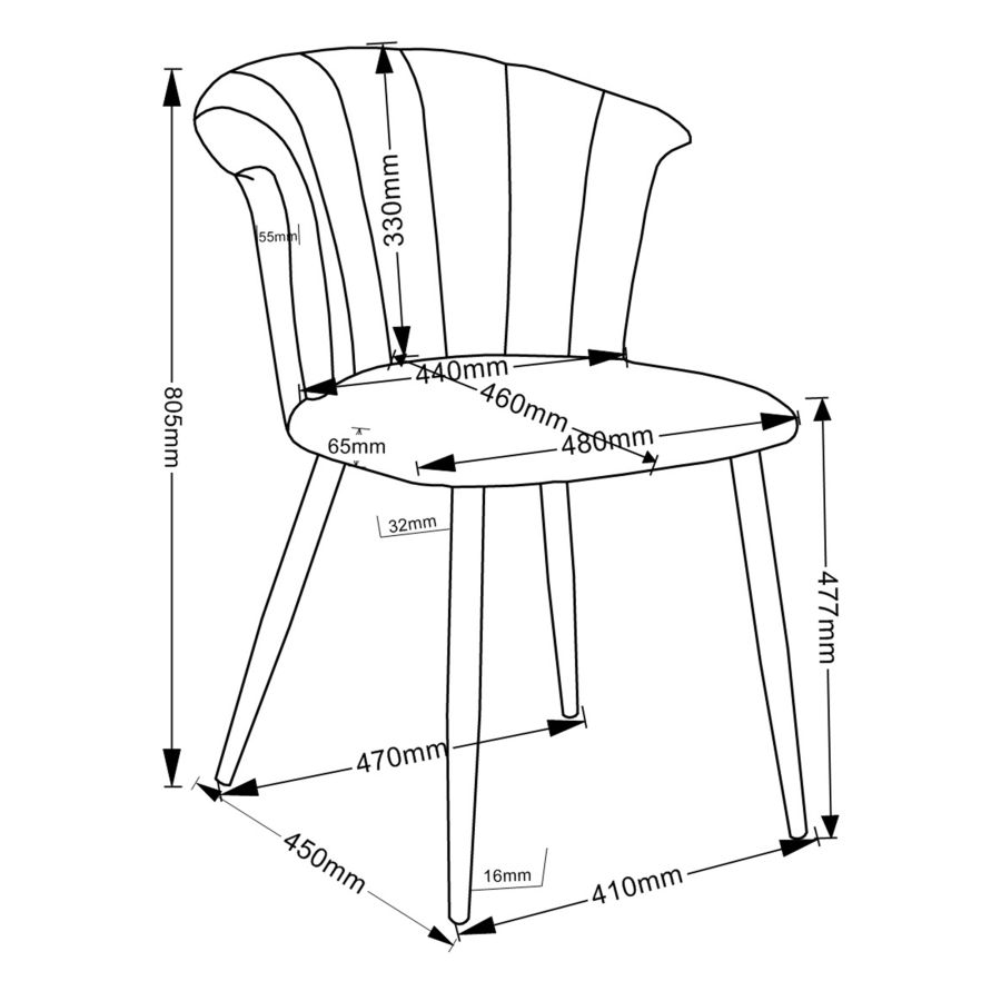 Geometric Glass Dining Table with Black Velvet Dining Chair (7 pc Dining Set)