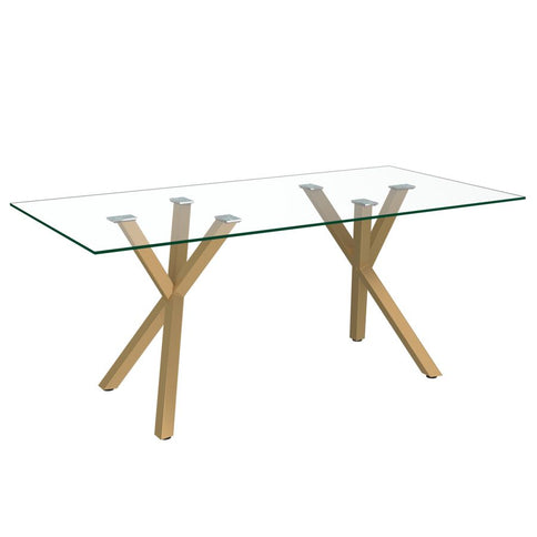 Geometric Glass Dining Table with Black Velvet Dining Chair (7 pc Dining Set)