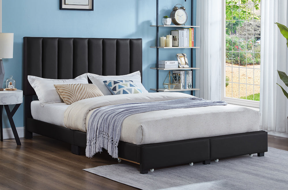 Vertical Tufted Panel Bed with Storage