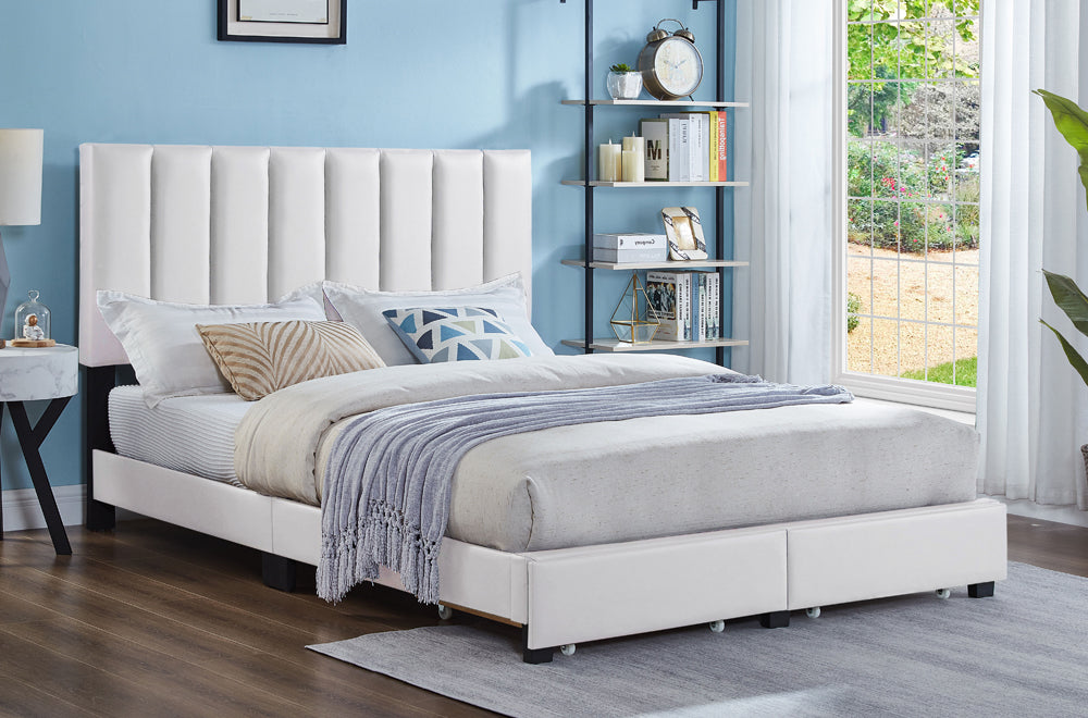 Vertical Tufted Panel Bed with Storage