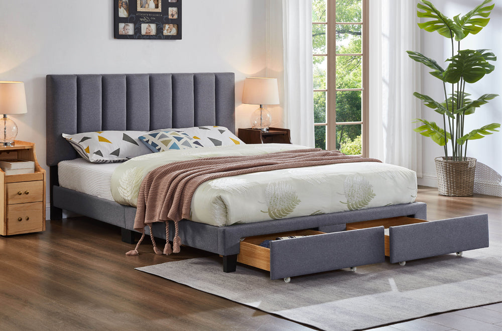 Vertical Tufted Panel Bed with Storage