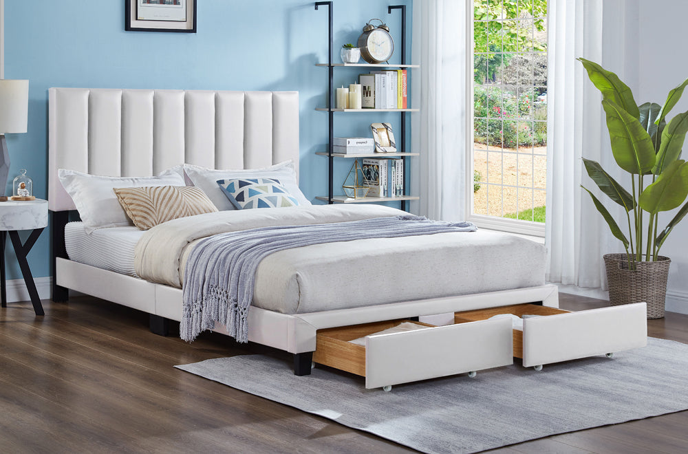 Vertical Tufted Panel Bed with Storage