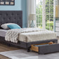 Button Tufted Storage Platform Bed with Adjustable Headboard