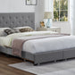 Button Tufted Storage Platform Bed with Adjustable Headboard