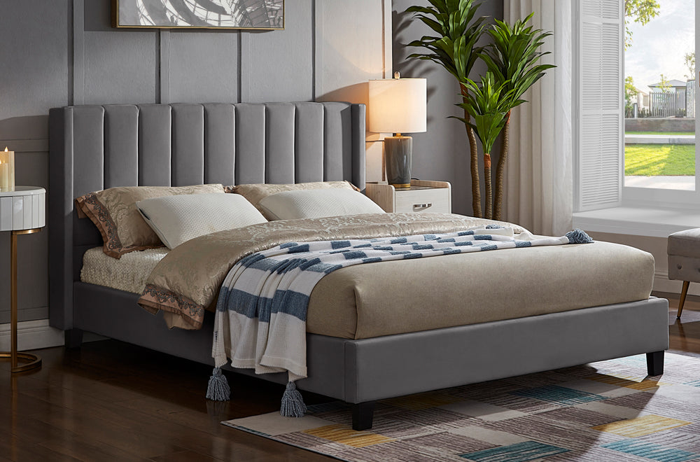 Vertical Tufted Velvet Bed