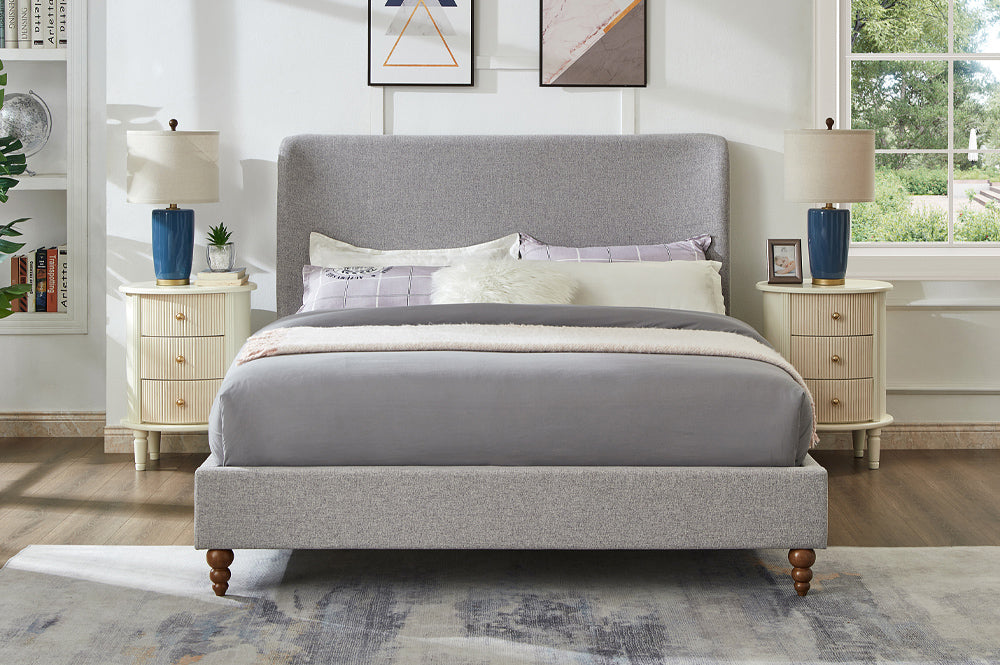 Linen Fabric Platform Bed