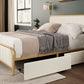 Metal Frame Storage Platform Bed with Velvet Panelled Headboard