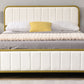 Metal Frame Storage Platform Bed with Velvet Panelled Headboard