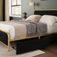 Metal Frame Storage Platform Bed with Velvet Panelled Headboard