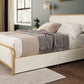 Metal Frame Storage Platform Bed with Velvet Panelled Headboard