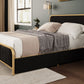 Metal Frame Storage Platform Bed with Velvet Panelled Headboard