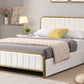 Metal Frame Storage Platform Bed with Velvet Panelled Headboard