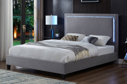 Upholstered LED Platform Bed