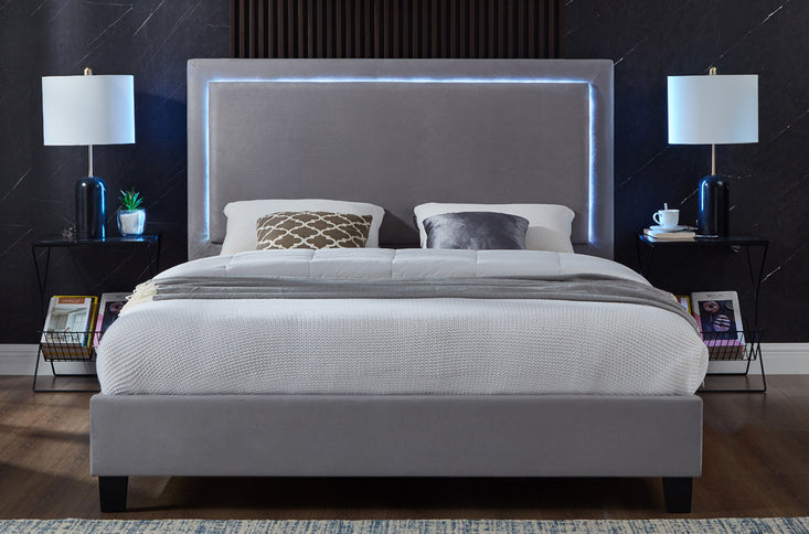Upholstered LED Platform Bed