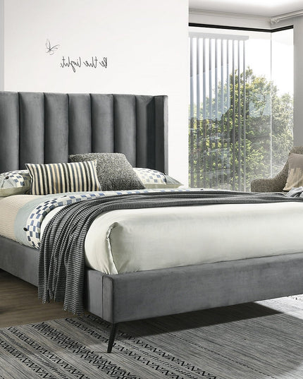 Winged Vertical Tufted Velvet Bed