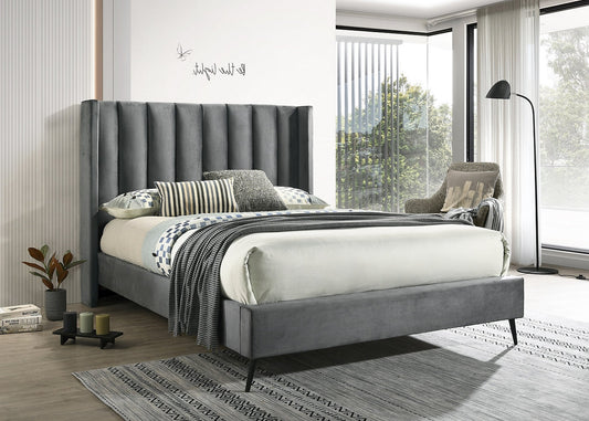 Winged Vertical Tufted Velvet Bed