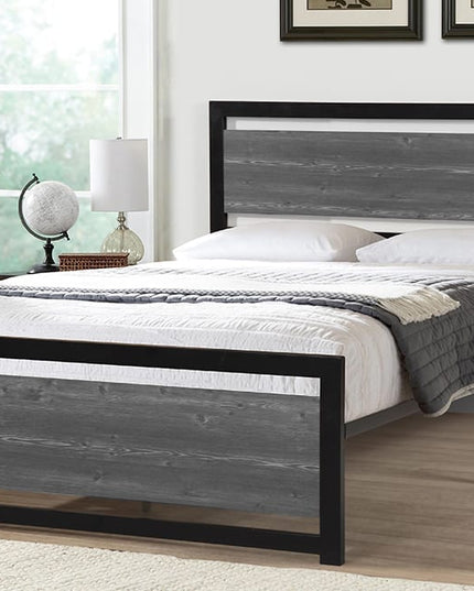 Metal Bed with Wood Panel