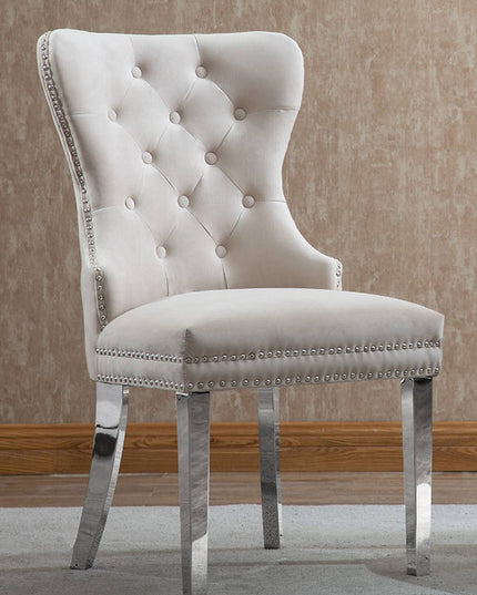 Ceramic Marble Chrome Dining Set with Velvet Chairs