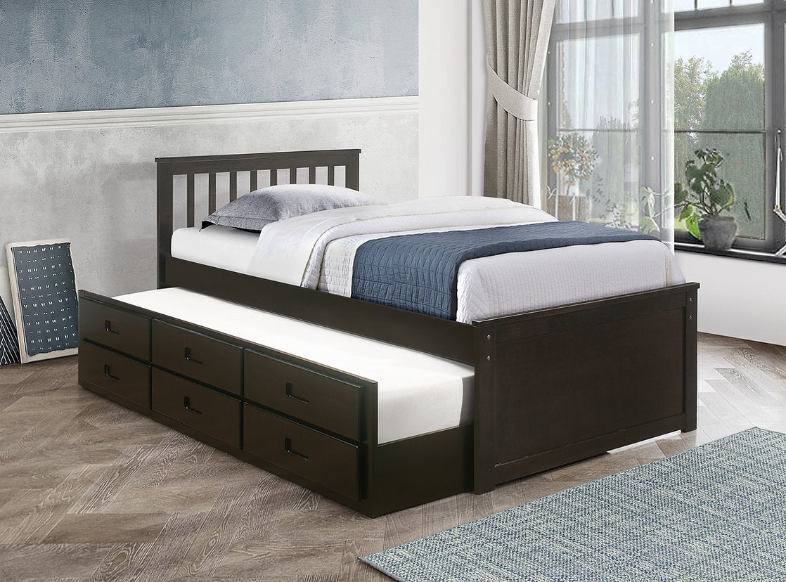 Wood Captain Day Bed Trundle with Storage