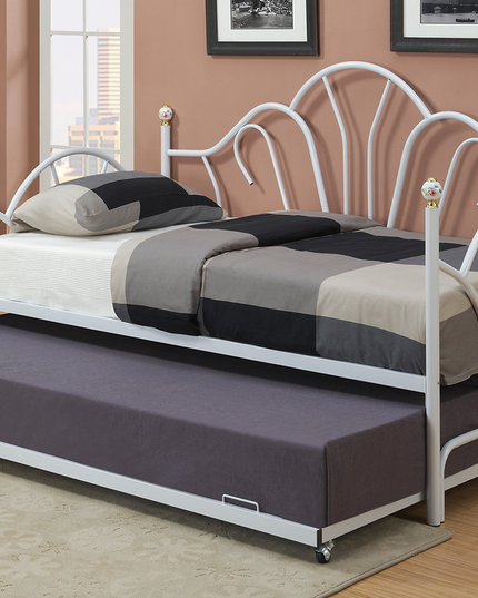 White Metal Day Bed Trundle