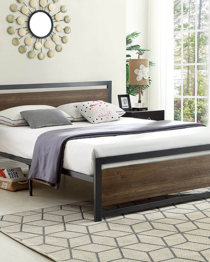 Wood Panel Bed with Steel Frame
