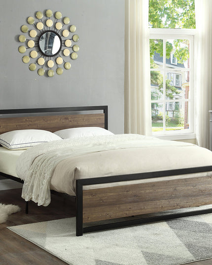Wood Panel Bed with Steel Frame