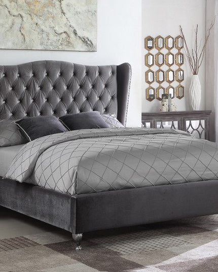 Velvet Fabric Wing Back Bed
