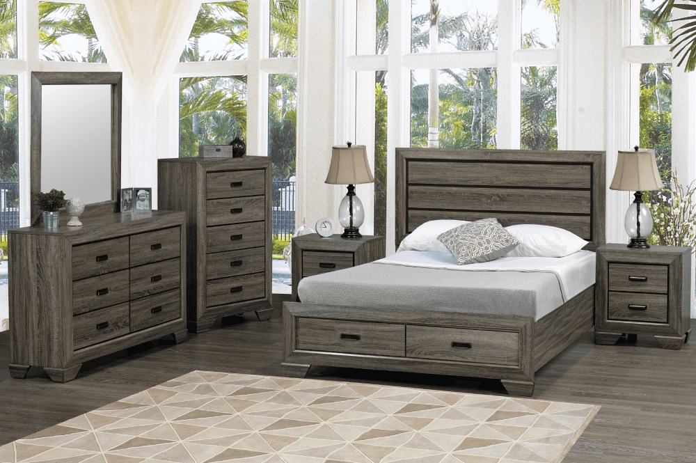 Panel Bed, Dresser, Chest of Drawers and Nightstand Set