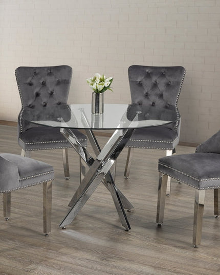 Round Tempered Clear Glass Dining Set with Chairs