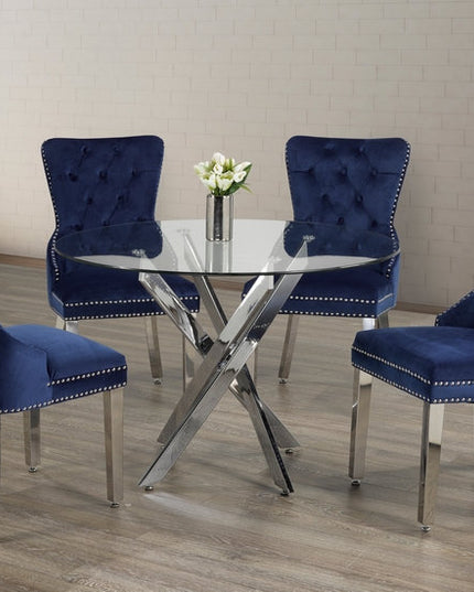 Round Tempered Clear Glass Dining Set with Chairs