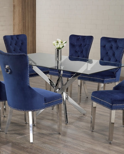 Rectangle Tempered Clear Glass Dining Set with Chairs