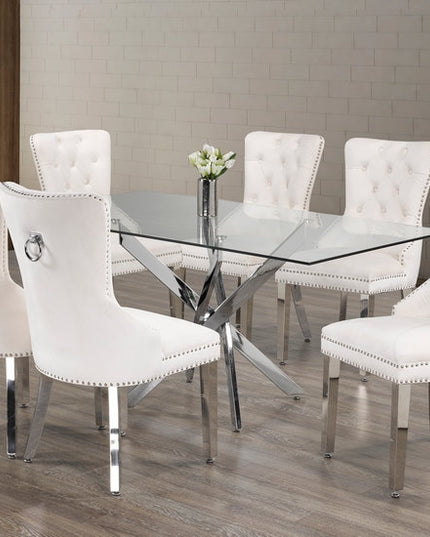 Rectangle Tempered Clear Glass Dining Set with Chairs