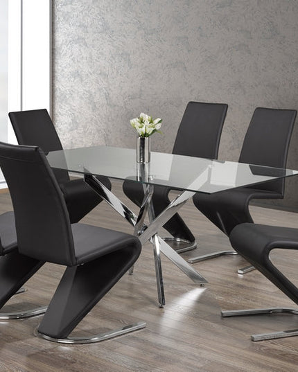Rectangle Tempered Clear Glass Dining Set with Chairs