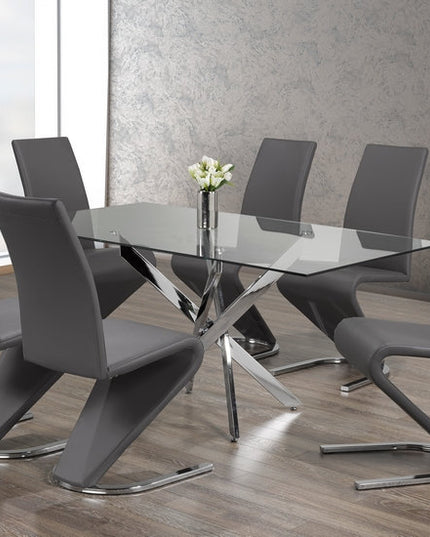 Rectangle Tempered Clear Glass Dining Set with Chairs