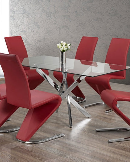Rectangle Tempered Clear Glass Dining Set with Chairs
