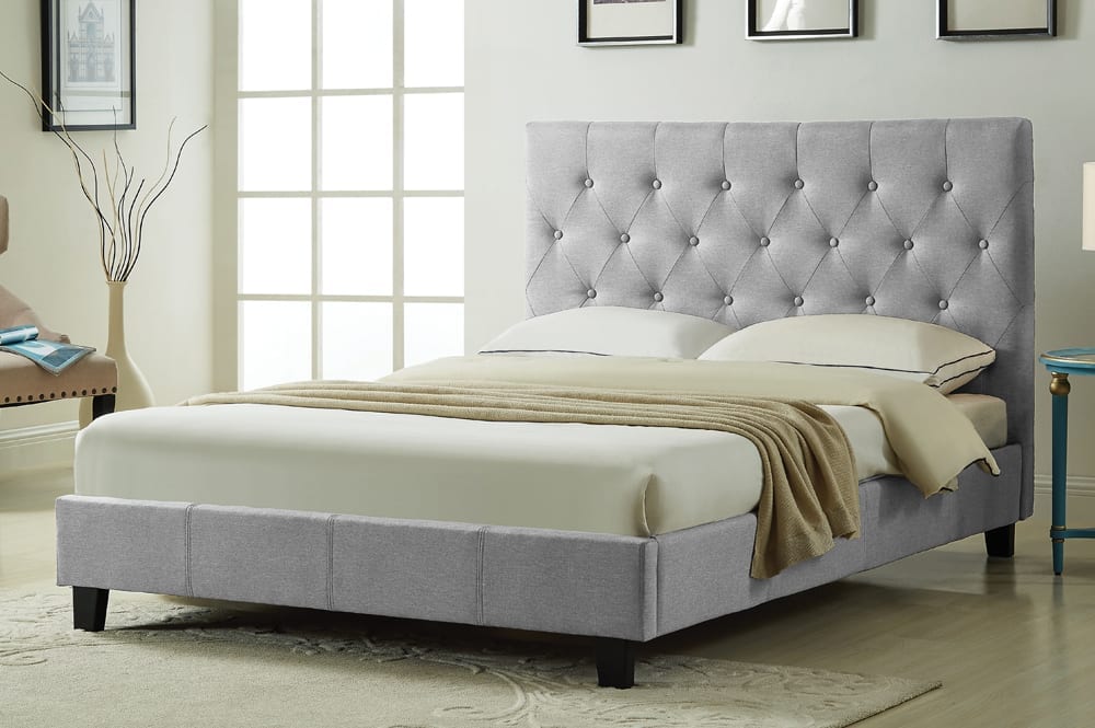 Button Tufted Diamond Stitch Bed